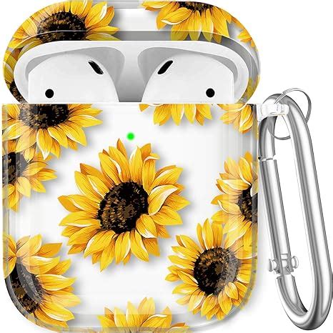 Maxjoy for AirPods Case Cover, Sunflower Floral Clear Air Pod .